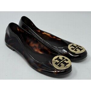 Tory Burch Tortoise Shell Reva Ballet Jelly Flats Women’s 6.5 Patent Leather